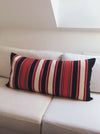 Large wool cushion in white, blue and red stripes. Sweden c.1900 - 88×45 cm