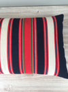 Large wool cushion in white, blue and red stripes. Sweden c.1900 - 88×45 cm