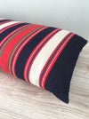 Large wool cushion in white, blue and red stripes. Sweden c.1900 - 88×45 cm