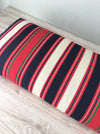Large wool cushion in white, blue and red stripes. Sweden c.1900 - 88×45 cm