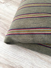 Cushion in stripes gray, brown, red, and yellow. Sweden c.1900