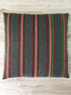 Cushion in pink, green, and gray stripes. Wool. Sweden c.1900