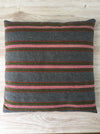 Cushion in pink, green, and gray stripes. Wool. Sweden c.1900