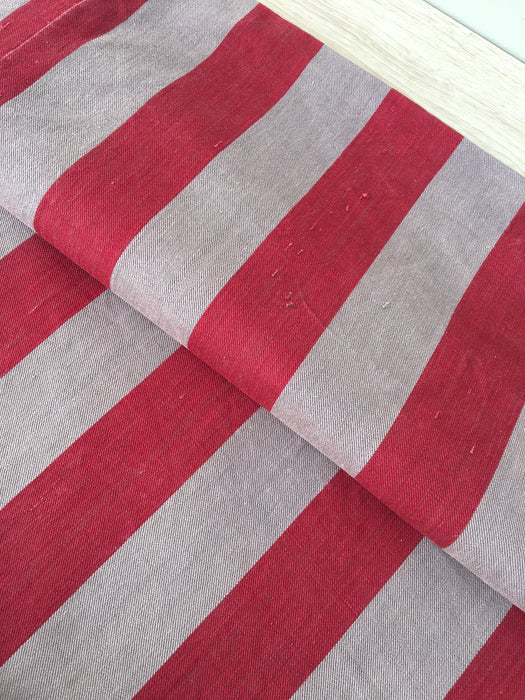Ticking in gray and red stripes. Sweden c.1930 - 57 cm × 3.86 meters (2 pieces avail.)