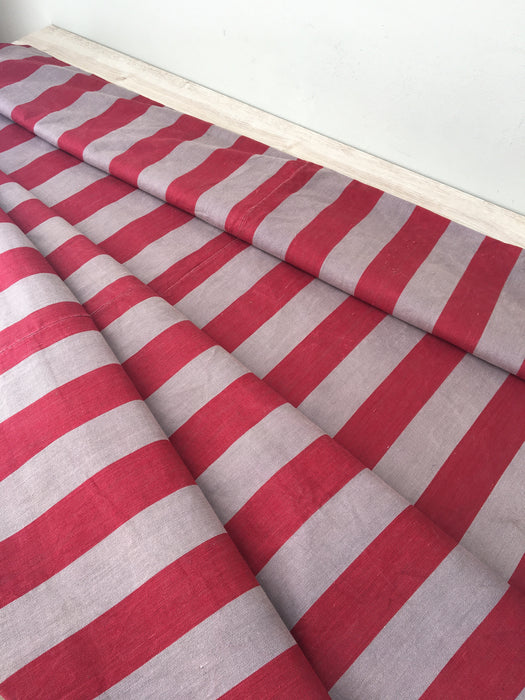 Ticking in gray and red stripes. Sweden c.1930 - 57 cm × 3.86 meters (2 pieces avail.)