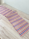 Swedish ticking in blue, red, white and beige stripes. c.1940 - 112 cm × 0.29 meters