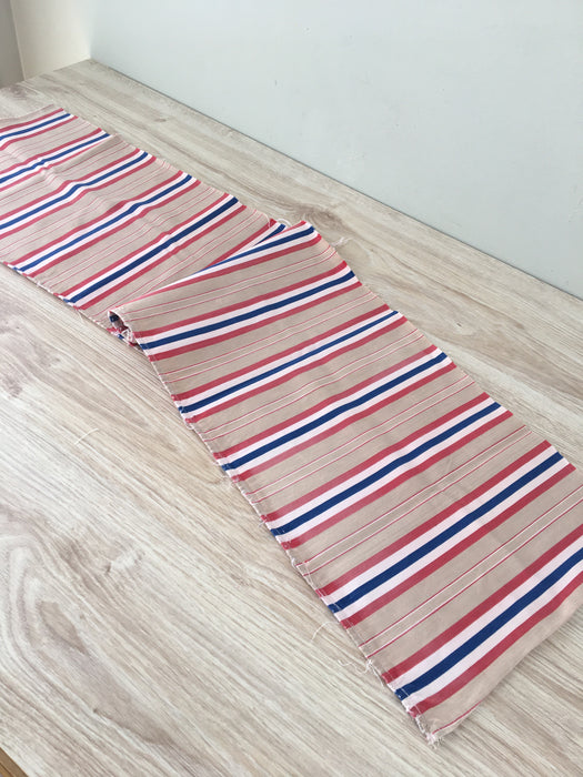 Swedish ticking in blue, red, white and beige stripes. c.1940 - 112 cm × 0.29 meters