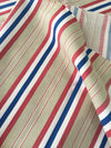 Swedish ticking in blue, red, white and beige stripes. c.1940 - 112 cm × 0.29 meters