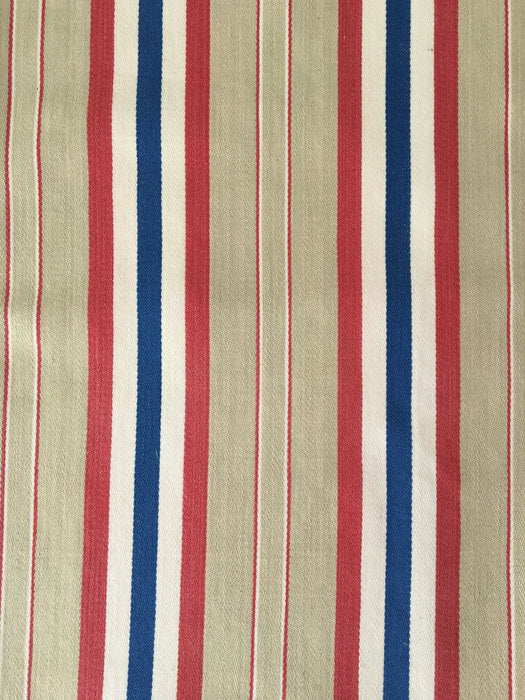Swedish ticking in blue, red, white and beige stripes. c.1940 - 112 cm × 0.29 meters