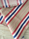 Swedish ticking in blue, red, white and beige stripes. c.1940 - 112 cm × 0.29 meters