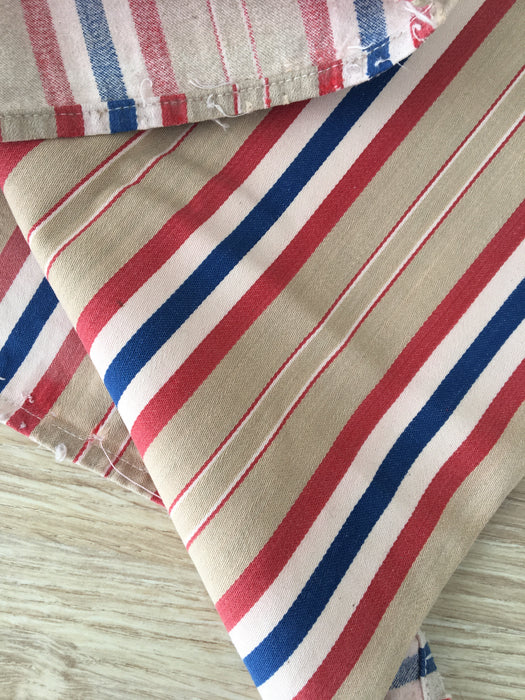 Swedish ticking in blue, red, white and beige stripes. c.1940 - 112 cm × 0.29 meters