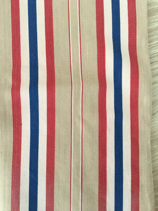 Swedish ticking in blue, red, white and beige stripes. c.1940 - 112 cm × 0.29 meters
