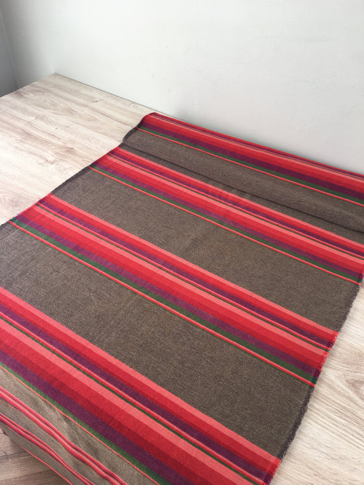 Long panels that were once a Swedish bolster in brown and vibrant warm colors (red, pink, orange, …). c.1900
