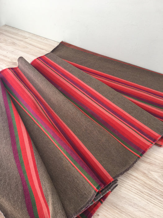 Long panels that were once a Swedish bolster in brown and vibrant warm colors (red, pink, orange, …). c.1900