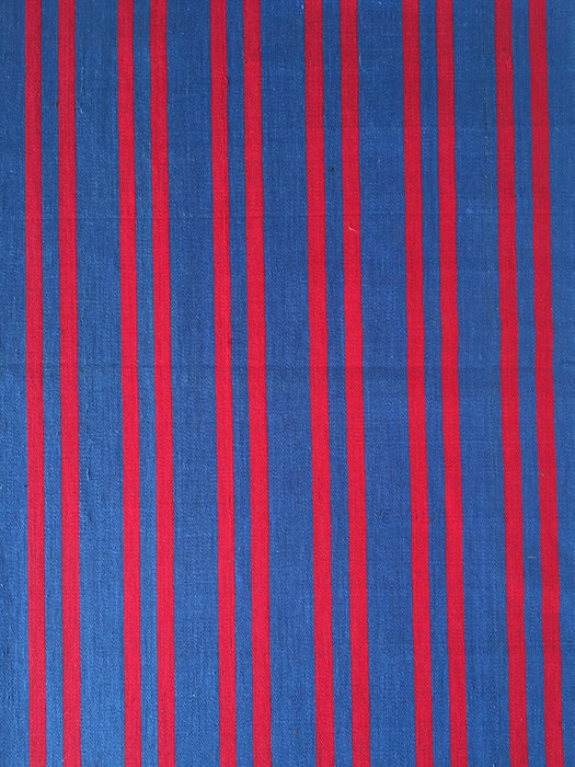 Intense red and blue stripes Swedish ticking. c.1930 - Lot of 2 pieces (~4.8 meters)