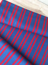 Intense red and blue stripes Swedish ticking. c.1930 - Lot of 2 pieces (~4.8 meters)