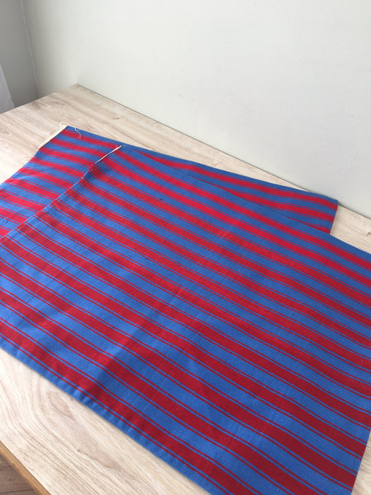 Pair of Swedish cushion covers in blue and red stripes. c.1930 - 54×69 cm ea.
