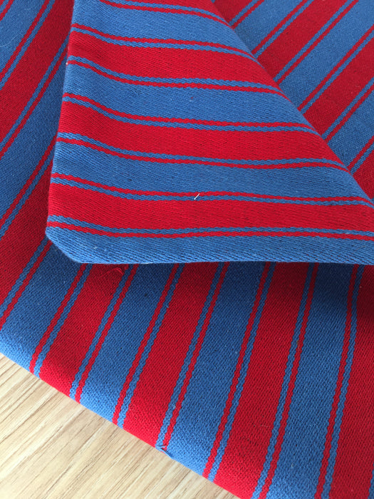 Pair of Swedish cushion covers in blue and red stripes. c.1930 - 54×69 cm ea.