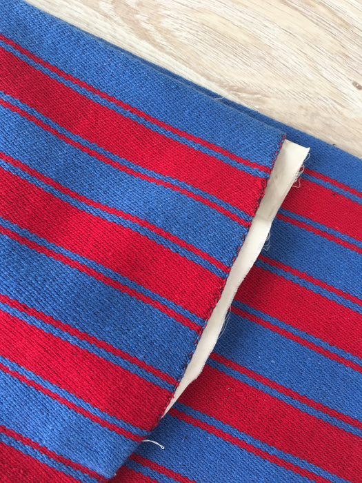 Pair of Swedish cushion covers in blue and red stripes. c.1930 - 54×69 cm ea.