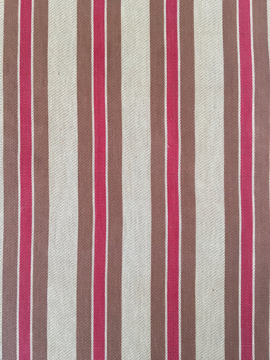 Swedish ticking in brown and red stripes. c.1900 - 55 cm × 2 meters