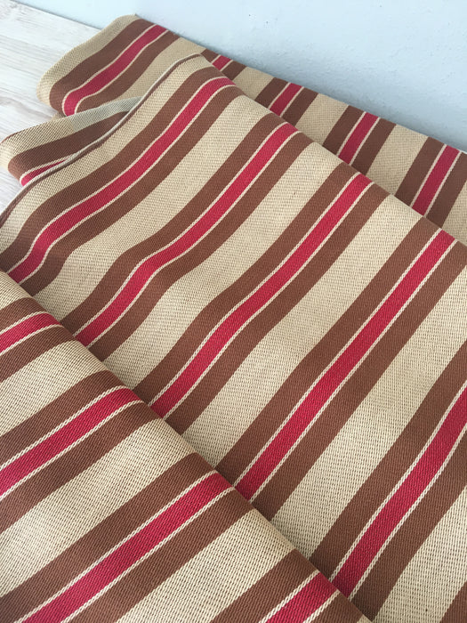 Swedish ticking in brown and red stripes. c.1900 - 55 cm × 2 meters