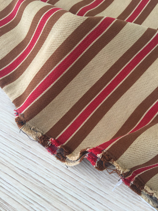 Swedish ticking in brown and red stripes. c.1900 - 55 cm × 2 meters