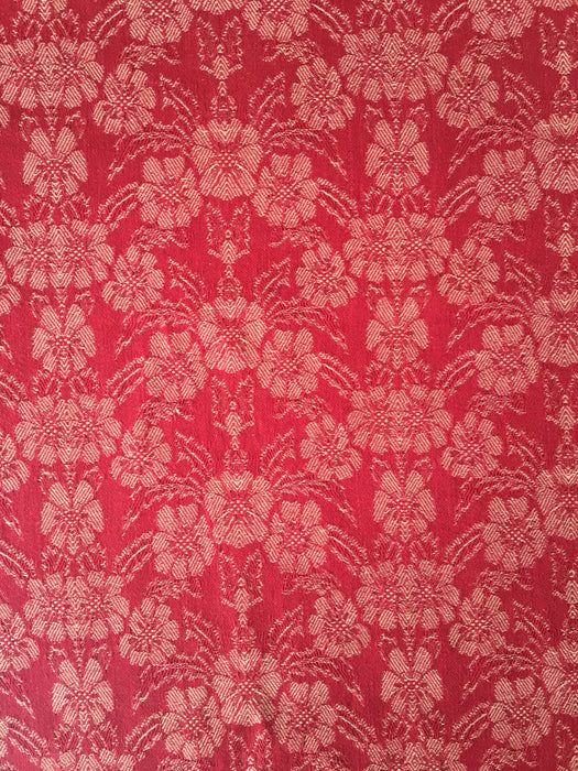 Swedish ticking in red floral damask. c.1900 - 140 cm × 1.73 meters