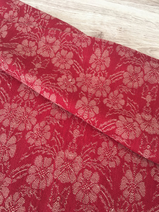 Swedish ticking in red floral damask. c.1900 - 140 cm × 1.73 meters