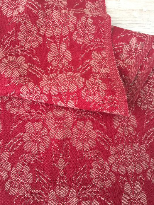 Swedish ticking in red floral damask. c.1900 - 140 cm × 1.73 meters