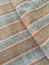 Swedish ticking in faded brown, yellow, red and white stripes linen. c.1900 - Lot of 2 pieces (~2.15 meters)