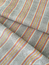 Swedish ticking in faded brown, yellow, red and white stripes linen. c.1900 - Lot of 2 pieces (~2.15 meters)