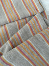 Swedish ticking in faded brown, yellow, red and white stripes linen. c.1900 - Lot of 2 pieces (~2.15 meters)