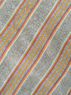 Swedish ticking in faded brown, yellow, red and white stripes linen. c.1900 - Lot of 2 pieces (~2.15 meters)