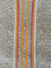 Swedish ticking in faded brown, yellow, red and white stripes linen. c.1900 - Lot of 2 pieces (~2.15 meters)