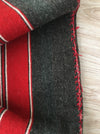 Swedish cushion cover in intense red and grey stripes. Wool. c.1900 - 46×62 cm