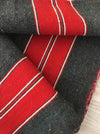 Swedish cushion cover in intense red and grey stripes. Wool. c.1900 - 46×62 cm