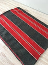 Swedish cushion cover in intense red and grey stripes. Wool. c.1900 - 46×62 cm