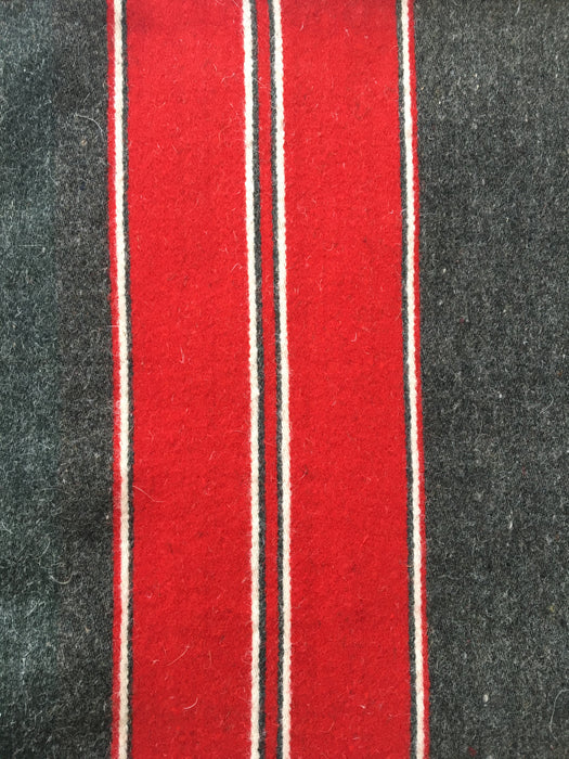 Swedish cushion cover in intense red and grey stripes. Wool. c.1900 - 46×62 cm