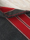 Swedish cushion cover in intense red and grey stripes. Wool. c.1900 - 46×62 cm