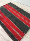 Swedish cushion cover in intense red and grey stripes. Wool. c.1900 - 46×62 cm