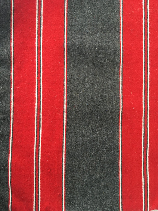 Swedish cushion cover in intense red and grey stripes. Wool. c.1900 - 46×62 cm