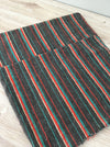 Swedish cushion cover in grey, red, and blue/light green stripes. Wool. c.1900 - 43×51 cm