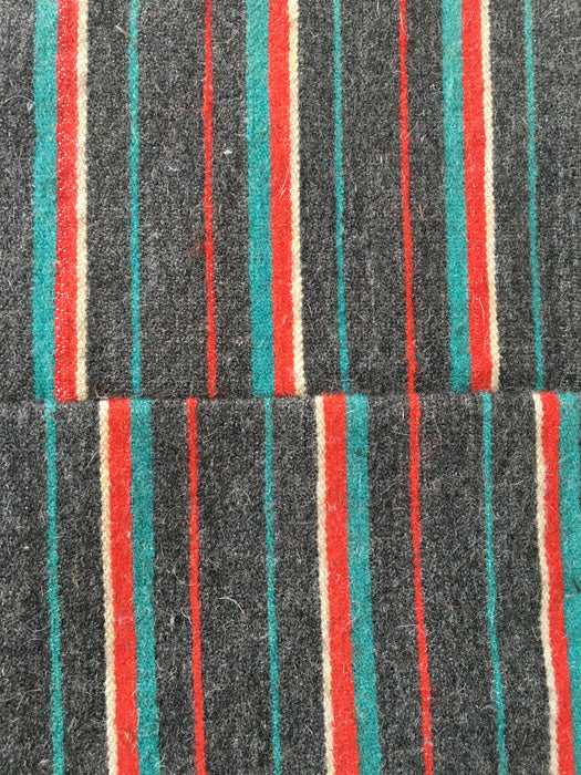 Swedish cushion cover in grey, red, and blue/light green stripes. Wool. c.1900 - 43×51 cm