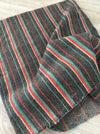Swedish cushion cover in grey, red, and blue/light green stripes. Wool. c.1900 - 43×51 cm