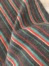 Swedish cushion cover in grey, red, and blue/light green stripes. Wool. c.1900 - 43×51 cm