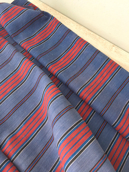 Swedish ticking in denim blue and red stripes. c.1930