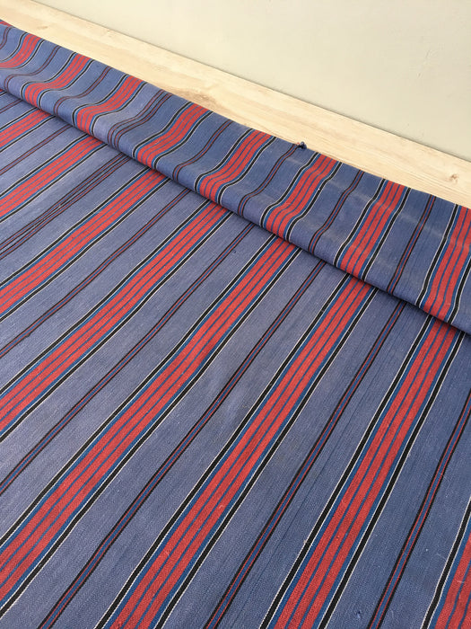 Swedish ticking in denim blue and red stripes. c.1930