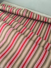 Swedish ticking in olive, red, and white stripes. c.1940 - 65 cm × 3.8 meters (2 pieces avail.)