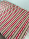 Swedish ticking in olive, red, and white stripes. c.1940 - 65 cm × 3.8 meters (2 pieces avail.)
