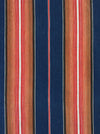 Swedish ticking in denim blue, orange, red, and thin white stripes. c.1940 - 94 cm × 3.3 meters